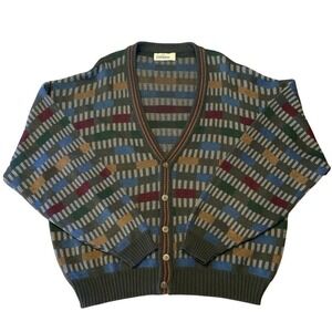 VTG‎ 3D KNIT Cypress Creek Sweater Men's XL Multicolor Grandpa Core Cardigan